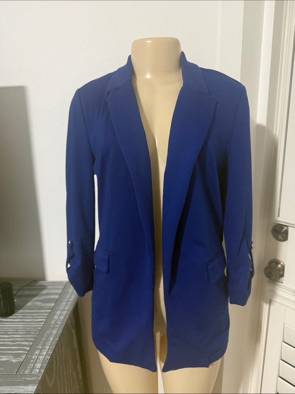 Women's Open-Front Royal Blue Blazer Jacket- fairly heavy pilling